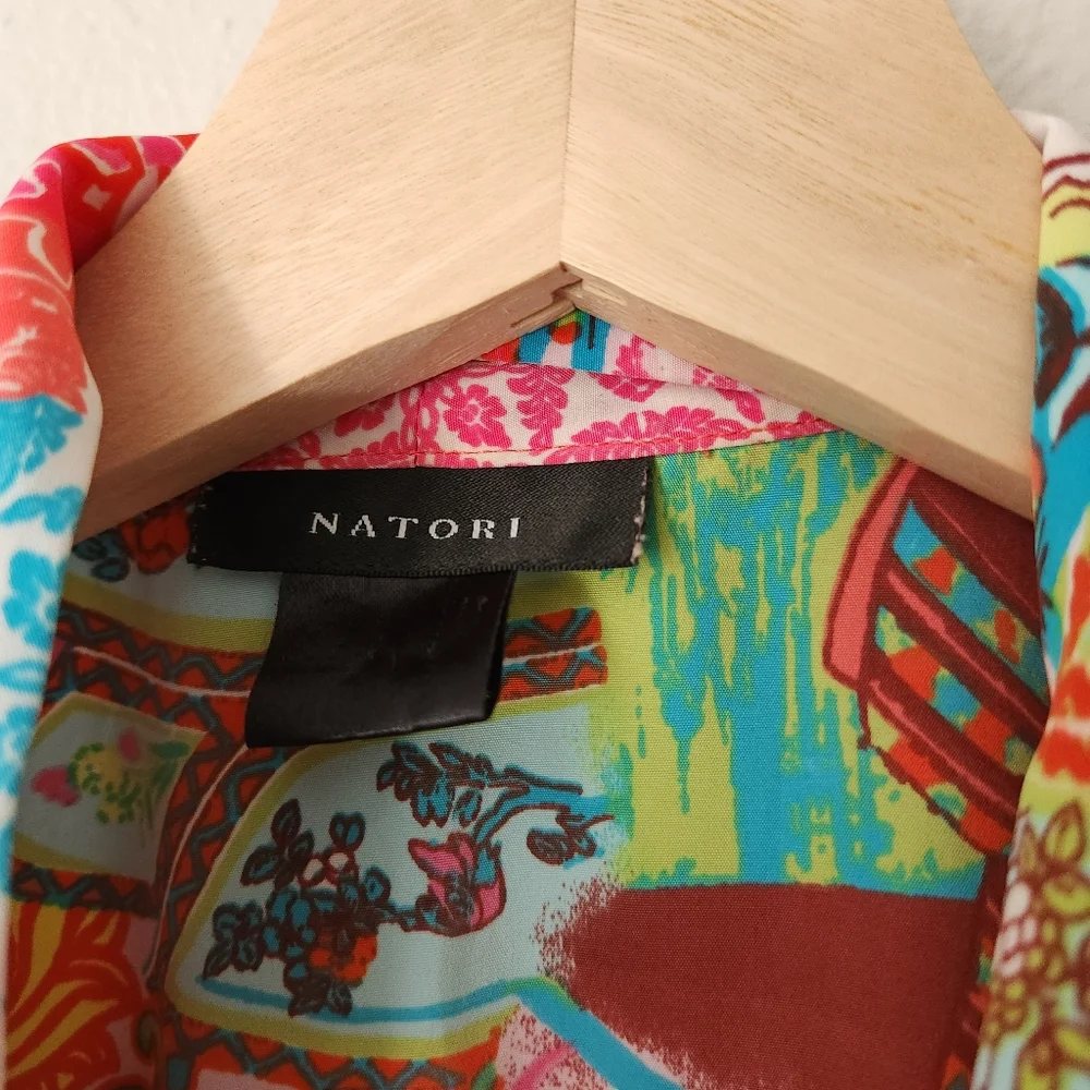 Vibrant Floral Pink & Red Satin Robe - Women's Kimono Style - Picture 5 of 5